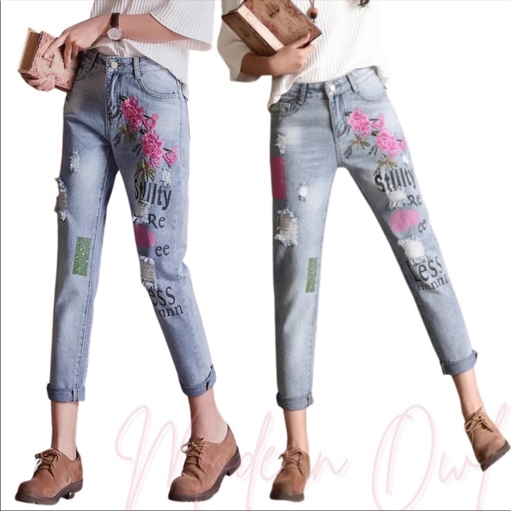 NEW Listing! Distressed Boyfriend Jeans by Modern Owl Boutique